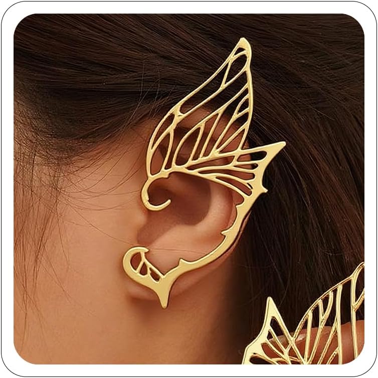 CSIYANJRY99 Elf Ear Cuffs for Women Butterfly Earrings Fairy Ears Goth Punk Ear Cuffs Halloween Accessorie Gothic Punk Jewelry Wrap Droping Earrings - Image 1